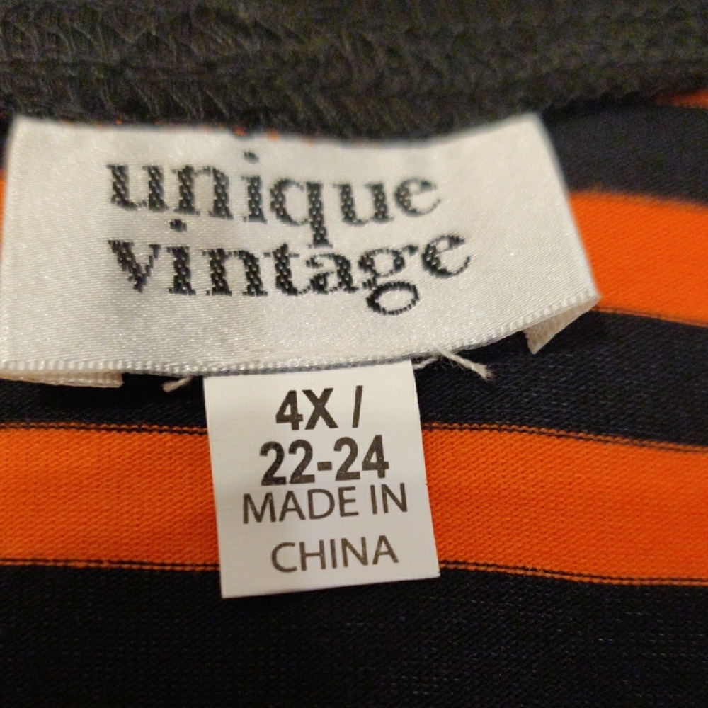Unique Vintage Orange and Black Striped Tee - Picture 5 of 12